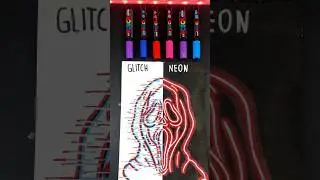 Drawing Ghostface from Scream 😱 | Neon Vs. Glitch | Part 2 - Glitch  #shorts