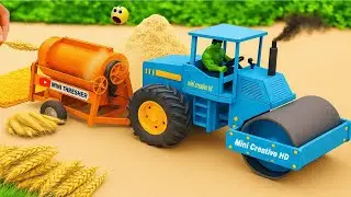Mini Tractor Threshing Wheat | Amazing Village Machine Project | DIY Thresher Working video 3