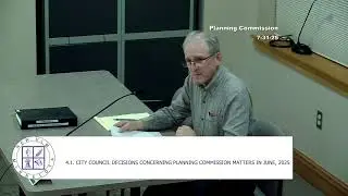 July 31, 2025 New Ulm Planning Commission Meeting