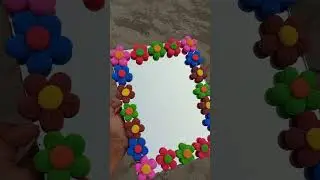 diy cute super clay flower mirror #clay #diy #claycraft #shorts #youtubeshorts