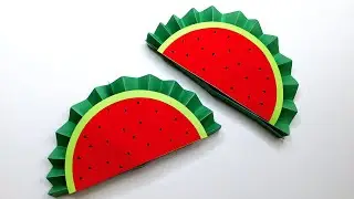 Cute Watermelon Fan Craft | Easy Paper Folding Tutorial🍉✨️