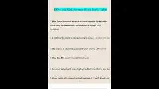 EPA Lead Risk Assessor Exam Study Guide 2023 Questions and Answers Verified Answers3296