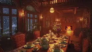 Calm Snowy Night Indoors Filled with Gentle Breeze and Cozy Firelight