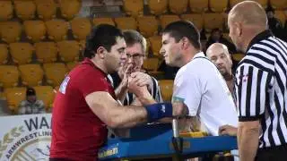 World Armwrestling Championship 2011 - Kariaev vs Trubin strap match Final (Left Hand)