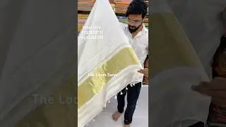 White Modal Silk Lagadi Pallu Plain Saree #theloomsaree #modalsilksaree #plainsaree #whitesaree