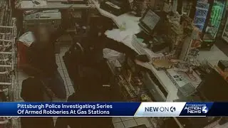 Surveillance video: Masked 3-man team robbing Pittsburgh gas stations