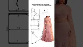 Embellished Cape With Fish Cut Skirt Design Drafting Cutting #reels #vlogs #stitching #Drafting