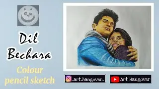 Dil Bechara poster | Colour pencil sketch | #dilbechara #colourpencilsketch #quicksketch #steadler