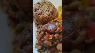 Oxtails red beans and rice with cabbage