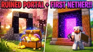 Ruined Portal Discovery to First NETHER Entry! Minecraft PE Survival Series #10