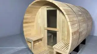 Outdoor Barrel Sauna With Panoramic View Window
