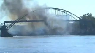 Raw: Arkansas Bridge Withstands Demolition Blast