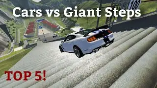 TOP 5 Realistic Crashes: Cars vs Giant Steps #5 - BeamNG Drive