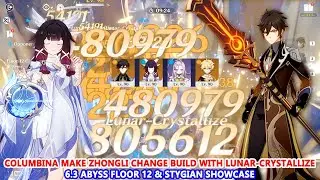 Columbina make Zhongli change Build with Lunar-Crystallize : 6.3 Abyss Floor 12 & Stygian Showcase