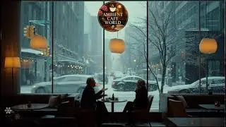 🔴 Soft Winter Jazz Music & Snowfall for Studying ⛄ Outdoor Coffee Shop Ambience with Warm Jazz Music
