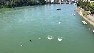 Swimming in Rhine, Basel, Switzerland