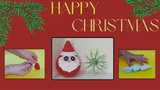 Easy mini Santa and 3D paper snowflake❄️  making for Christmas 🎅  🎄  🎁