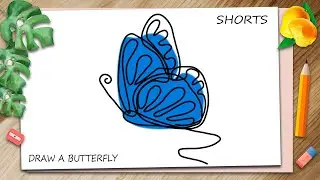 How to draw a Butterfly with one line #shorts #drawing #howtodraw