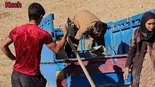 Mountain Craftsmanship: Nomadic Family Builds a Hut with Blocks and Cement