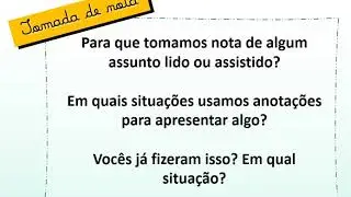 7º Ano - Tomada de Nota: uma síntese da apresentação oral