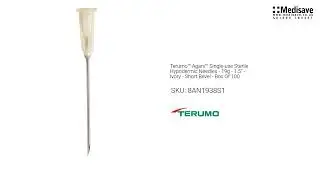 Terumo&trade; Agani&trade; Single use Sterile Hypodermic Needles 19g 1 5 Ivory Short Bevel Box Of 100 8AN1938S1