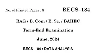 BECS 184 |  IGNOU June 2024 | previous year paper.#ignou
