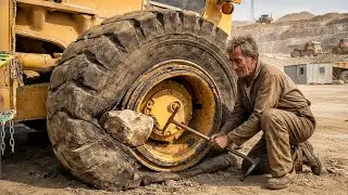 Caterpillar Loader 950 Tire Burst on Working Site Big Stone Inside Tire | Amazing Restored