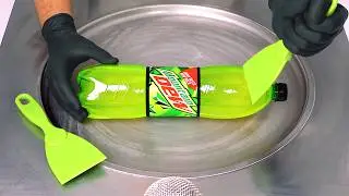 MTN Dew Ice Cream Experiment by -30&deg;: how to make Mountain Dew to Energy Ice Cream Rolls | ASMR