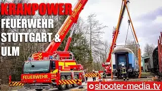 🟢 Kranpower mit Tandemhub 🟢 | 🚒 Feuerwehr Stuttgart & Ulm heben Bahnwaggon 🚒  FBI GmbH Übungsgelände