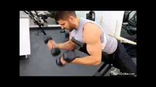 Single Arm Cable Extensions and Spider Dumbbell Curls Superset