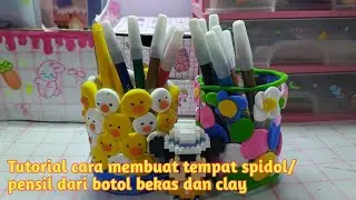 Tutorial on how to make a pencil/marker holder from used bottles and clay in the shape of a duck