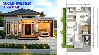 DESAIN RUMAH MINIMALIS 3 KAMAR TIDUR DENGAN LUAS BANGUNAN 9X15 METER Owner Ibu Wulan