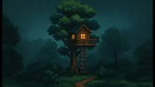 🌧️ 1 Hour of Relaxing Rain Sounds with Pixel Art Forest Treehouse | Sleep, Study, Relax 🎧