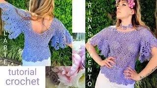 MAGLIA  RINASCIMENTO TUTORIAL UNCINETTO   TANTE TAGLIE sottotitoli  #topdown#uncinetto