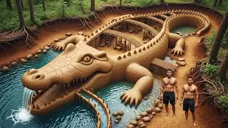 200 Days Building a Hidden Jungle Castle with Multi-Story Water Slide and Underground Pool