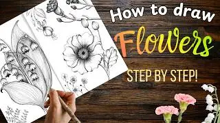 How to draw flowers step by step for beginners!