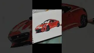 Day 50: Mind-Blowing Jaguar F-Type Drawing 🔥 | Hyper Realistic Car Art #supercars #shorts