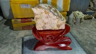 Gỗ h&oacute;a thạch gia lai da vỏ tự nhi&ecirc;n Cao 22x15 2,3kg cả đế Lh 0903561075