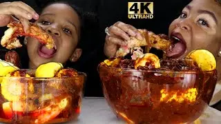 ASMR GIANT KING CRAB DE-SHELLED SEAFOOD BOIL (EATING SOUNDS WHISPERING)