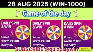 Amazon daily spin and win quiz answer  28 Aug 2025 🔥 #quizplaywin | @quizplaywin 