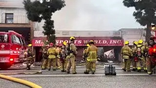 LAFD: Firefighters Battle Intense Flames at Downtown Los Angeles Clothing Supply | April 5, 2024