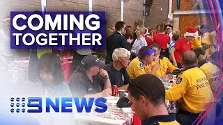 RFS and volunteers spend Christmas Day together | Nine News Australia
