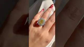 5.01 carat Cushion cut Fancy Yellow Diamond 😍🔥 #perfectring #yellowdiamond