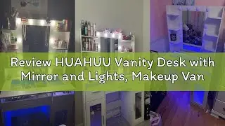 Review HUAHUU Vanity Desk with Mirror and Lights, Makeup Vanity Desk with Lights 3 Colors, Transpare