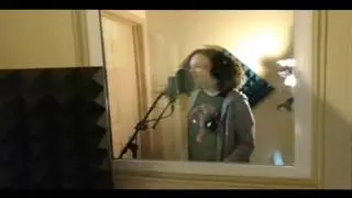 Vivian Eldridge (V.I.V.) recording vocal tracks at NHTunes music studio