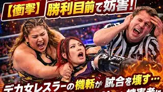【衝撃】勝利目前で妨害！デカ女レスラーの機転が試合を壊す&hellip;レフェリーも被害者に
