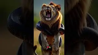 Lion Trapped by Giant Snake! Epic Wildlife Battle #shorts #snake #lion #worldsnake