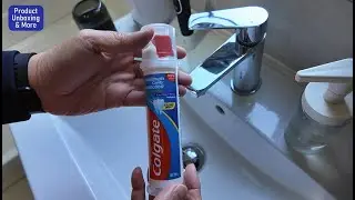 Открытие и первое использование совершенно нового тюбика с зубной пастой Colgate Pump