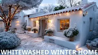 Whitewashed Mediterranean House in Winter Snow | A Christmas Scene That Feels Unreal