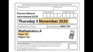 IGCSE Mathematics November 2020 - 4MA1/2H
